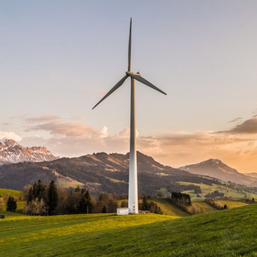 a wind turbine near mountains